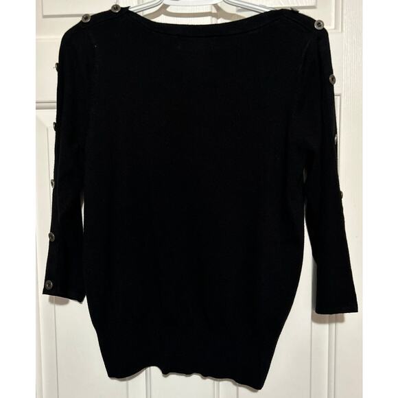 Iris Singer Collection‎ Black Long Sleeve Sweater with Button Detail Size 14 - Picture 2 of 4